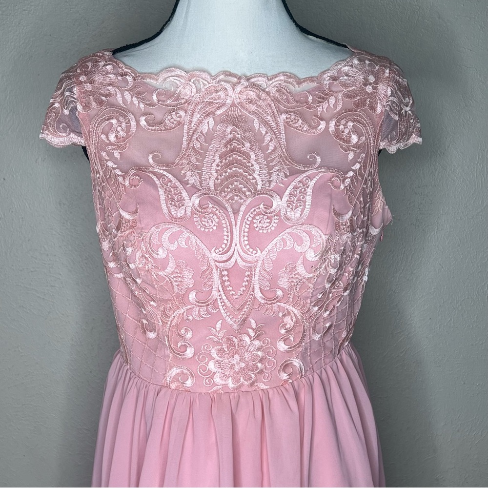 JJs House pink chiffon lace cocktail dress - Picture 4 of 8